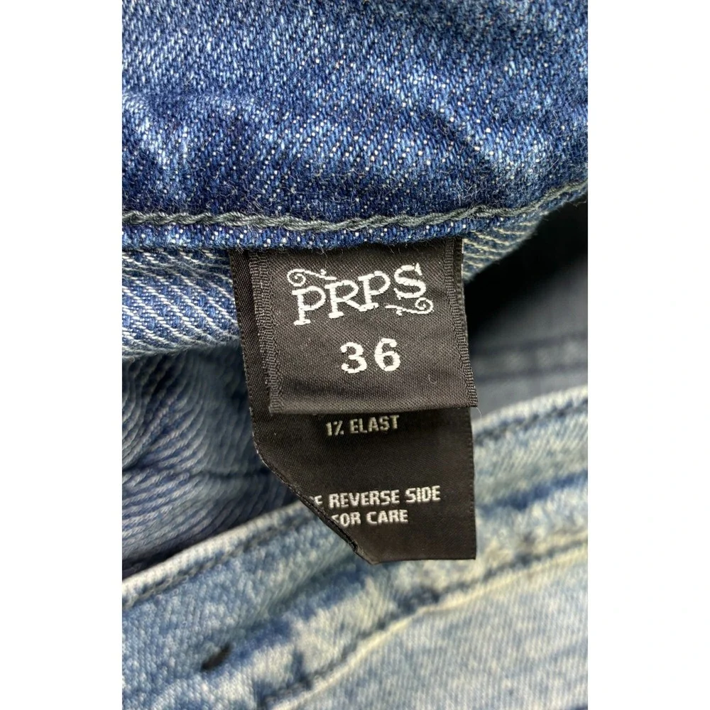 PRPS Mens Jeans 36x33 Indigo Blue Stretch Slim Tapered Distressed E87P316FS